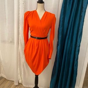 ASOS neon orange tulip mini dress, size 2